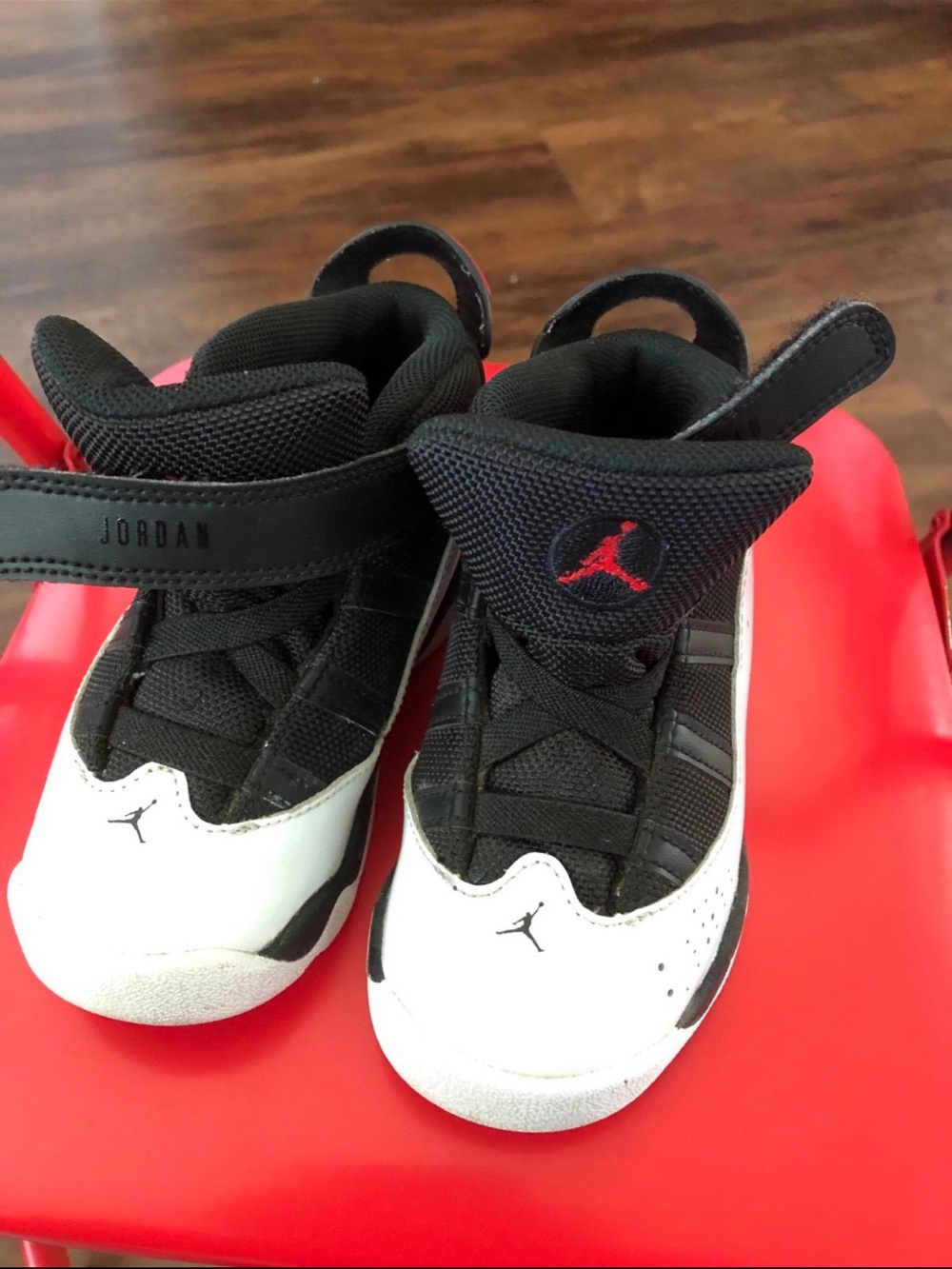 Jordan Kids Black, White & Red High-Top Basketball Sneakers